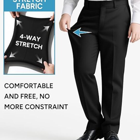 Boys' Plus Size Stretch Suit Set, Adjustable Waist - Picture 4 of 6